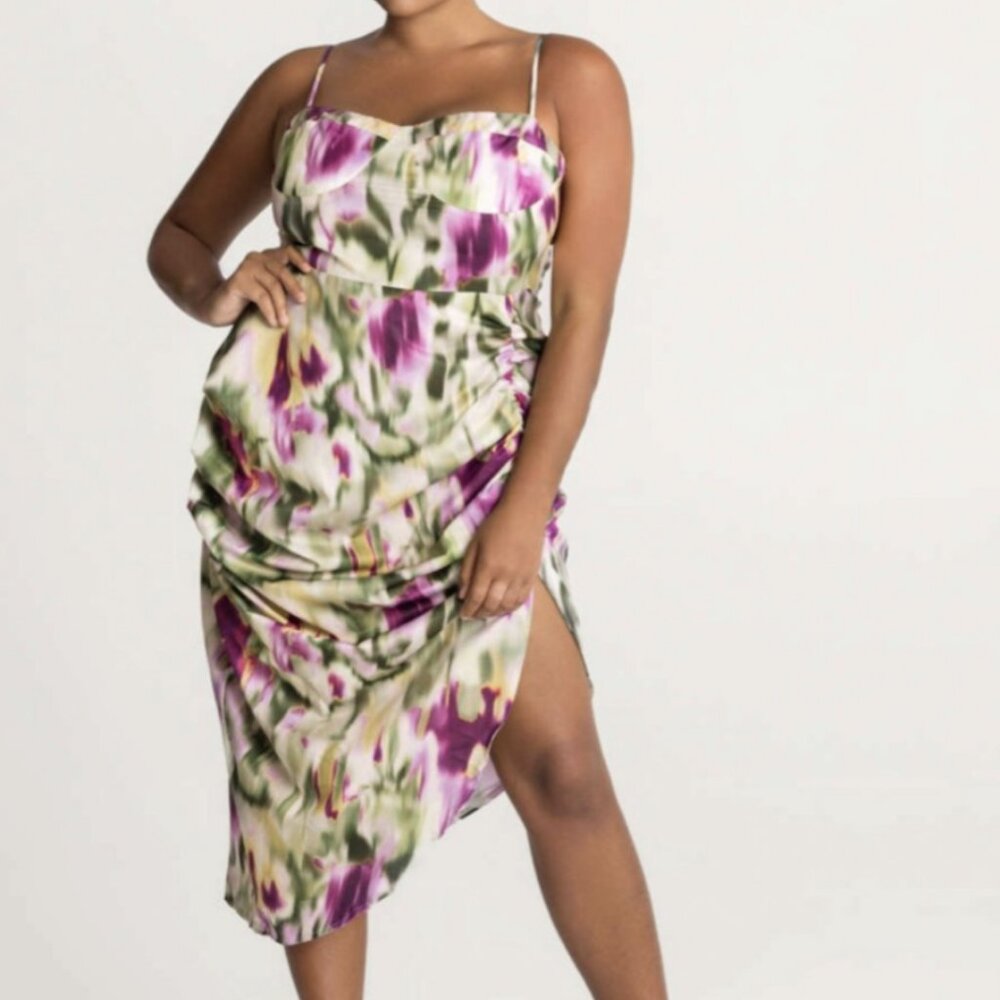 NWOT Cider Illusion Ruched Midi Dress Size 4X